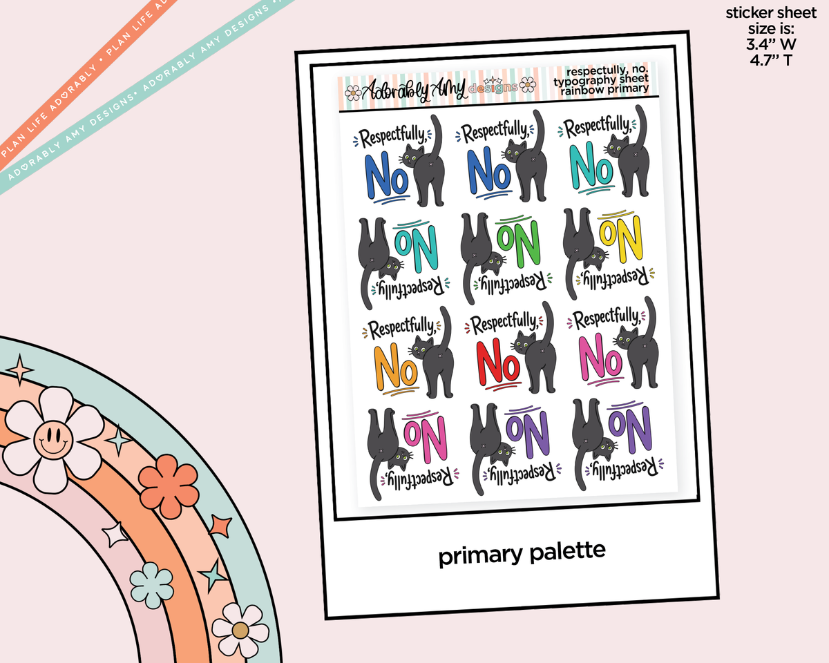 Rainbow or Black Respectfully, No Typography Planner Stickers - Adorably Amy Designs
