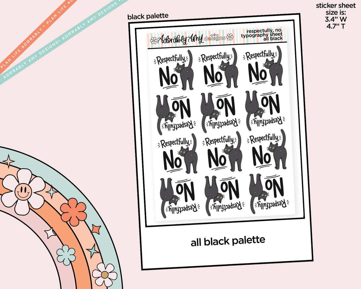 Rainbow or Black Respectfully, No Typography Planner Stickers - Adorably Amy Designs