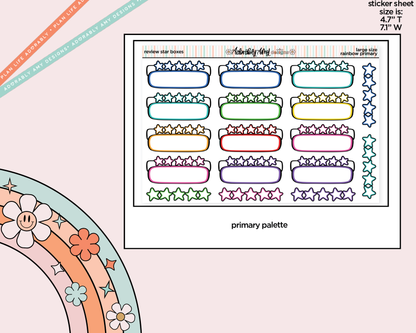 Rainbow Doodled Review Star Boxes Large/Jumbo Size Stickers - Adorably Amy Designs