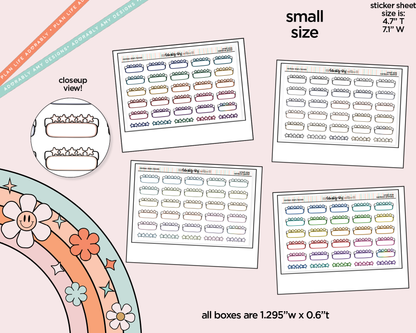 Rainbow Doodled Review Star Boxes Small Size Planner Stickers - Adorably Amy Designs