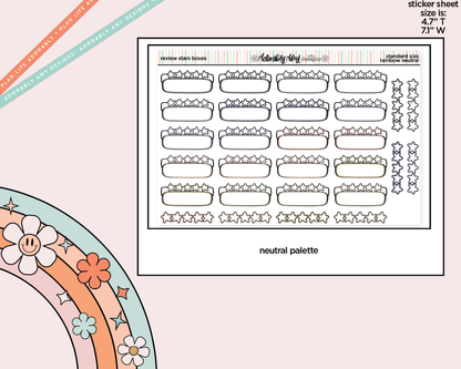 Rainbow Doodled Review Star Boxes Standard Size Stickers - Adorably Amy Designs