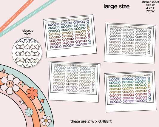 Rainbow Doodled Review Star Strips Large/Jumbo Size Stickers - Adorably Amy Designs