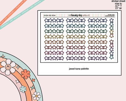 Rainbow Doodled Review Star Strips Large/Jumbo Size Stickers - Adorably Amy Designs