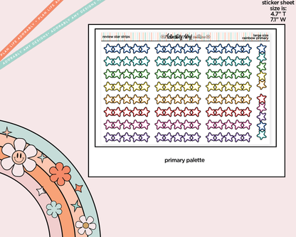 Rainbow Doodled Review Star Strips Large/Jumbo Size Stickers - Adorably Amy Designs