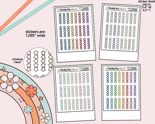 Rainbow Doodled Review Star Strips Small Size Planner Stickers - Adorably Amy Designs
