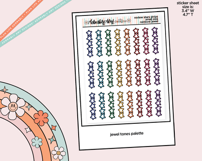 Rainbow Doodled Review Star Strips Small Size Planner Stickers - Adorably Amy Designs
