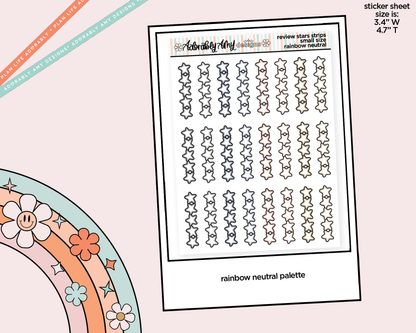 Rainbow Doodled Review Star Strips Small Size Planner Stickers - Adorably Amy Designs