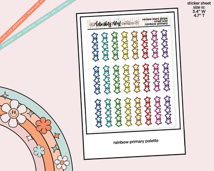 Rainbow Doodled Review Star Strips Small Size Planner Stickers - Adorably Amy Designs