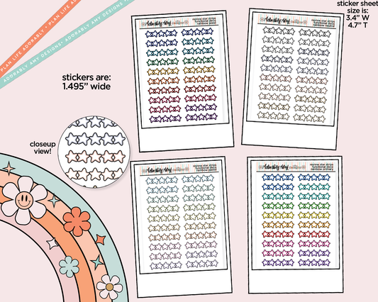 Rainbow Doodled Review Star Strips Standard Size Stickers - Adorably Amy Designs