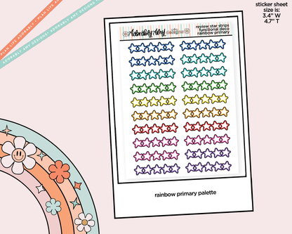 Rainbow Doodled Review Star Strips Standard Size Stickers - Adorably Amy Designs