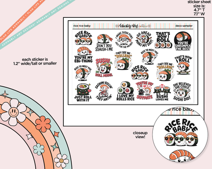 Rice Rice Baby Sushi Puns Decorative Planner Stickers