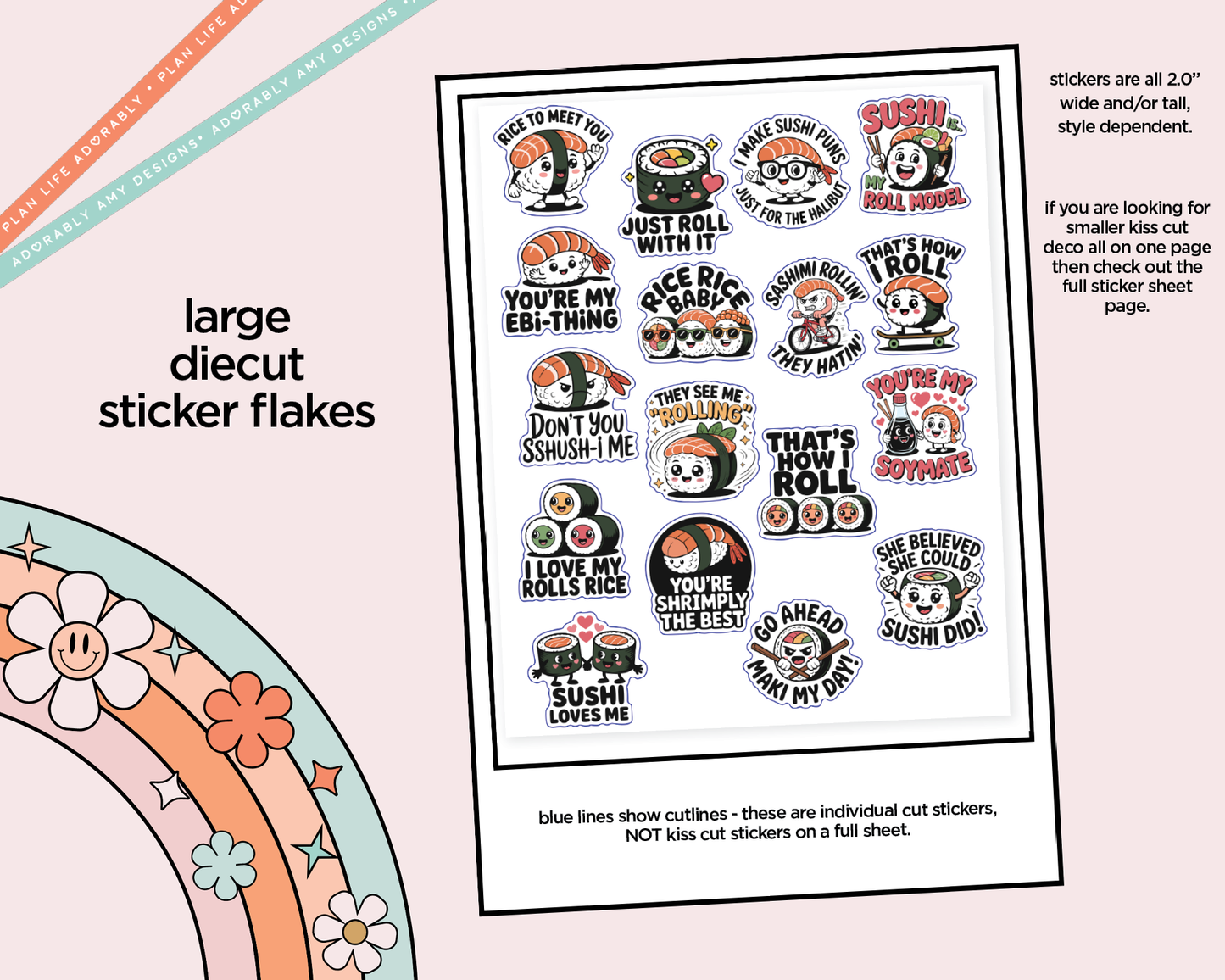 Rice Rice Baby Sushi Puns Decorative Planner Stickers