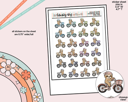 Snoozie Sloth Bike Ride Decoration Character Planner Stickers - Adorably Amy Designs