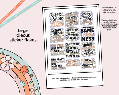 Rise & Shine 2026 New Years Deco Typography Sampler Planner Stickers