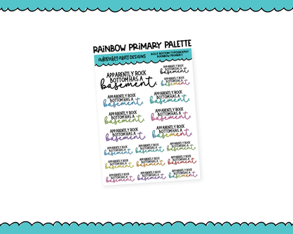 Rainbow or Black Rock Bottom Snarky Typography Planner Stickers for any Planner or Insert