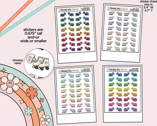 Rainbow Roller Skates - Roller Skating Doodled Icon Stickers - Adorably Amy Designs