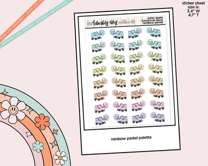 Rainbow Roller Skates - Roller Skating Doodled Icon Stickers - Adorably Amy Designs