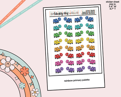 Rainbow Roller Skates - Roller Skating Doodled Icon Stickers - Adorably Amy Designs