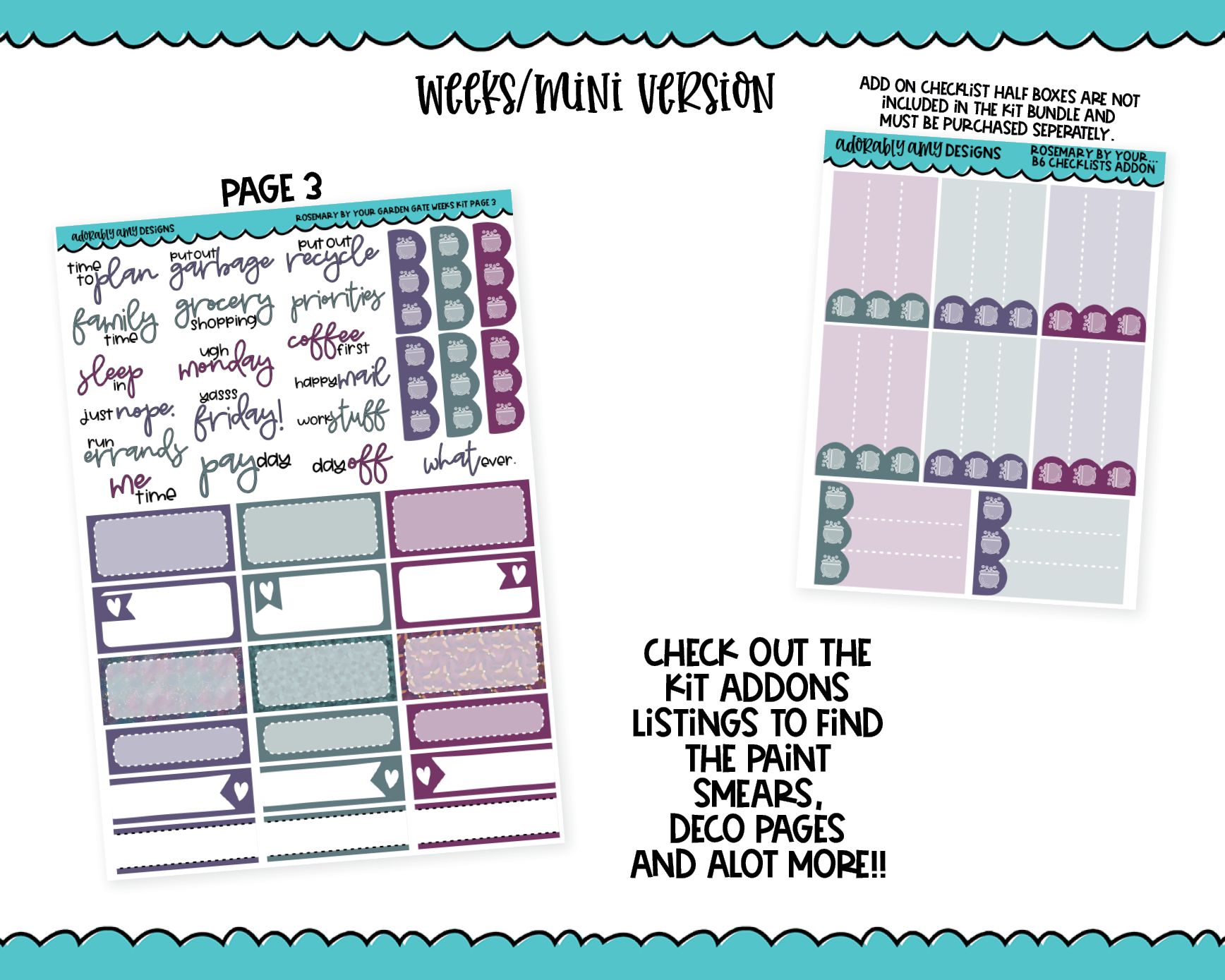 Mini B6 A Little Treat Weekly Planner Sticker Kit sized for ANY Vertical  Insert