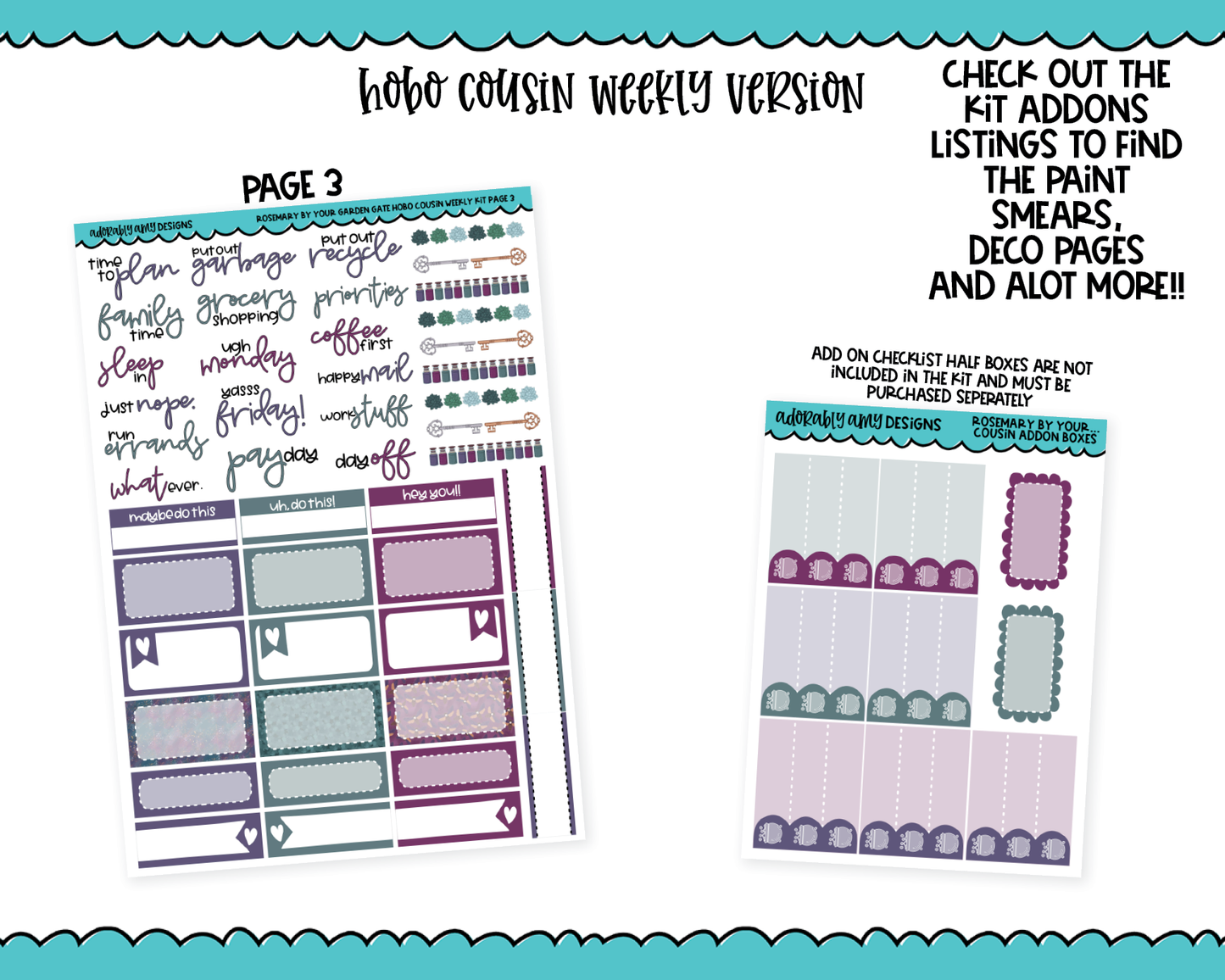 Hobonichi Cousin Weekly Rosemary by Your Garden Gate Forest Witch Themed Planner Sticker Kit for Hobo Cousin or Similar Planners