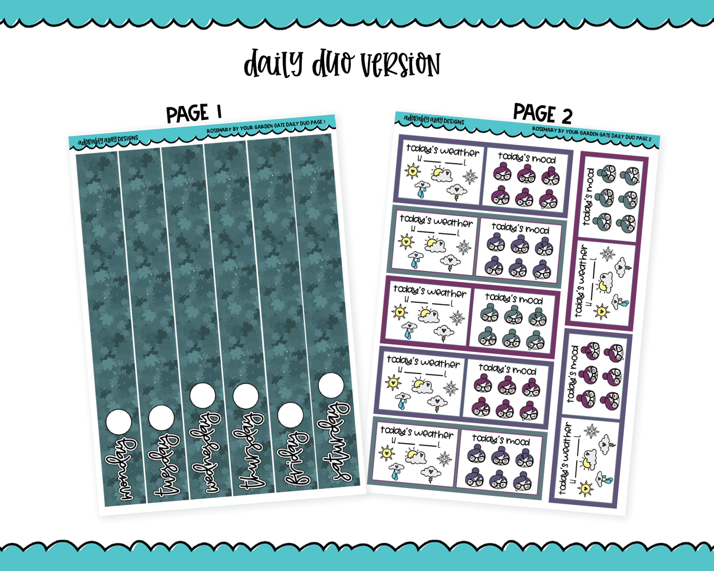 Daily Duo Rosemary by Your Garden Gate Forest Witch Themed Weekly Planner Sticker Kit for Daily Duo Planner