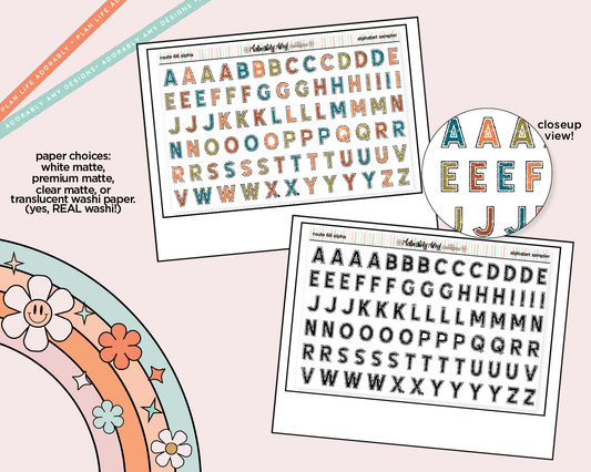 Route 66 Alphabet Stickers Deco Typography Sampler Planner Stickers