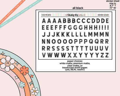Route 66 Alphabet Stickers Deco Typography Sampler Planner Stickers