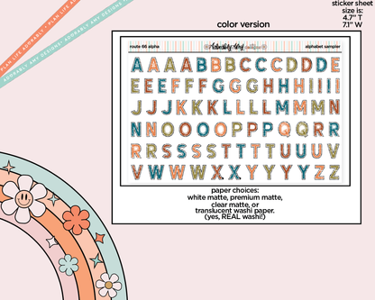Route 66 Alphabet Stickers Deco Typography Sampler Planner Stickers