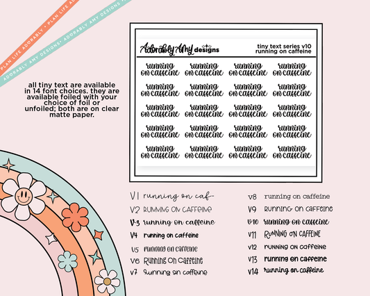 Foiled Tiny Text Series - Running on Caffeine Checklist Size Planner Sticker Sheet - Adorably Amy Designs
