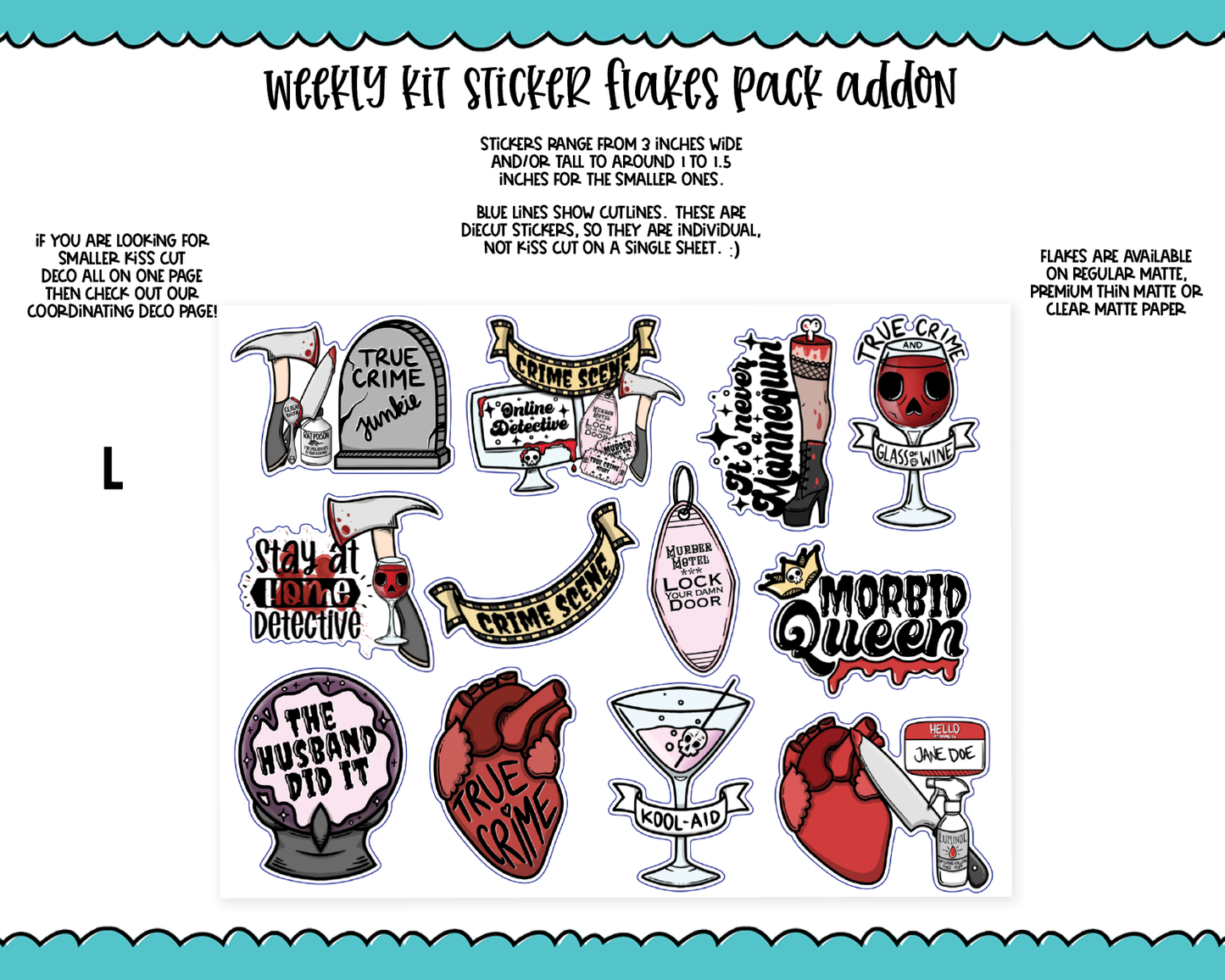 Stay at Home Detective True Crime Themed Weekly Kit Addons - All Sizes - Deco, Smears and More!