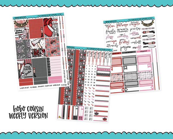 Hobonichi Cousin Weekly Stay at Home Detective True Crime Themed Planner Sticker Kit for Hobo Cousin or Similar Planners