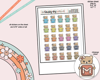 Bailee Bear Social Media Icons Series - Gmail Decoration Character Planner Stickers