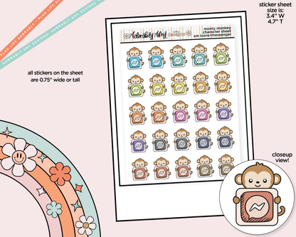 Monty the Monkey Social Media Icons Series - Messenger Decoration Character Planner Stickers