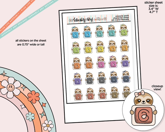 Snoozie Sloth Social Media Icons Series - Threads Decoration Character Planner Stickers