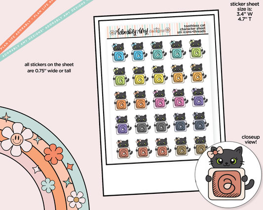 Toothless Cat Social Media Icons Series - Threads Decoration Character Planner Stickers - Adorably Amy Designs