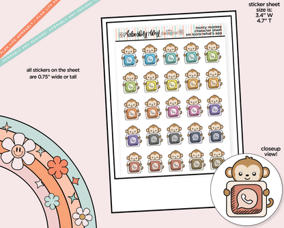 Monty the Monkey Social Media Icons Series - What's App Decoration Character Planner Stickers