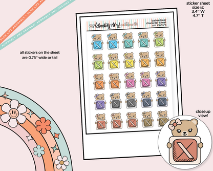 Bailee Bear Social Media Icons Series - X Decoration Character Planner Stickers