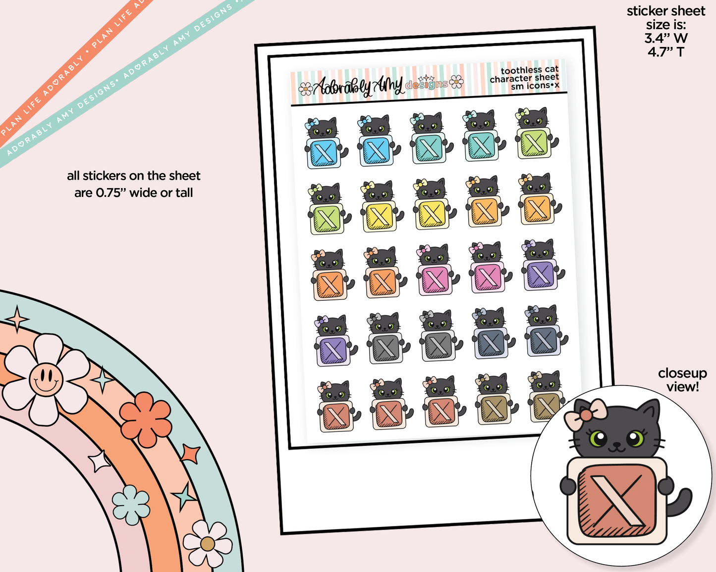 Toothless Cat Social Media Icons Series - X Decoration Character Planner Stickers