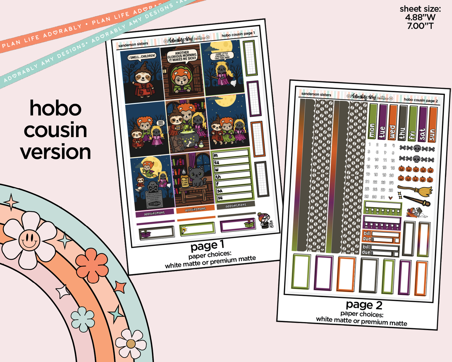 Hobonichi Cousin Weekly Sanderson Sisters Planner Sticker Kit for Hobo Cousin or Similar Planners