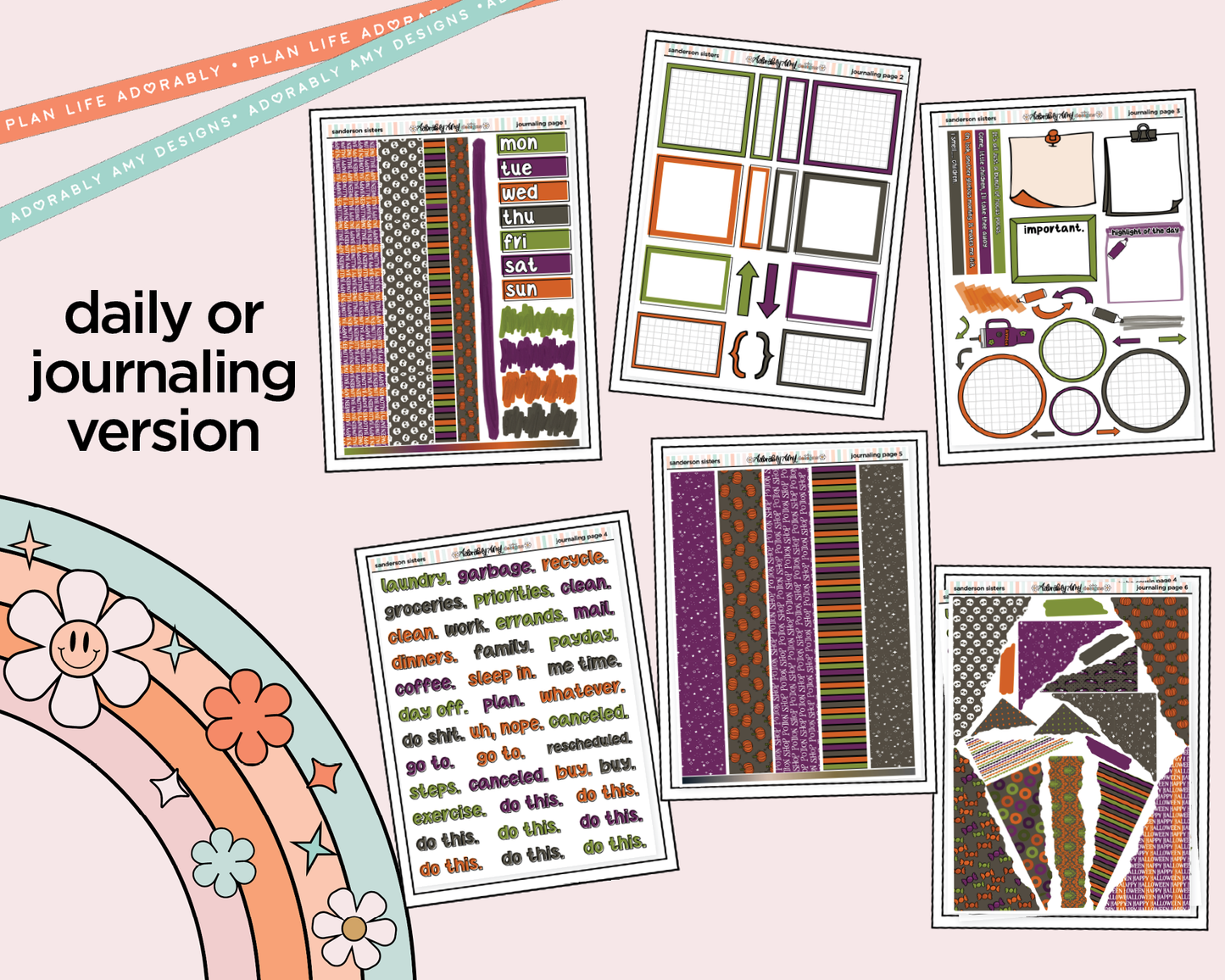 Journaling and Daily Planning Sanderson Sisters Planner Sticker Kit