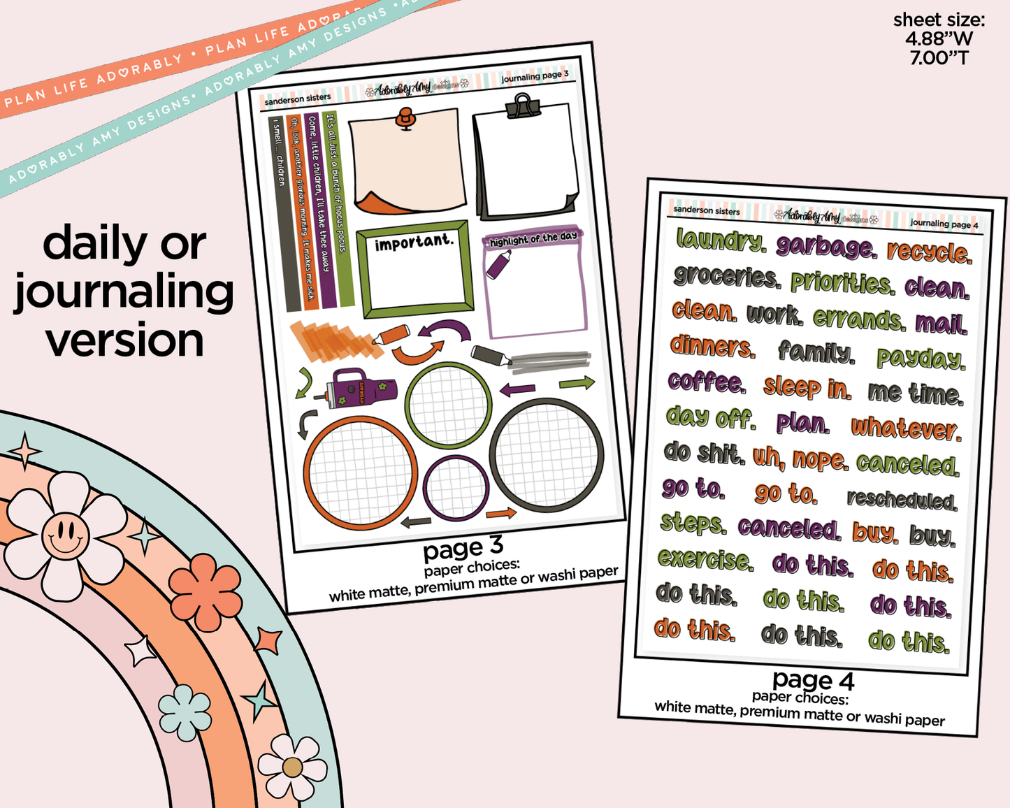 Journaling and Daily Planning Sanderson Sisters Planner Sticker Kit