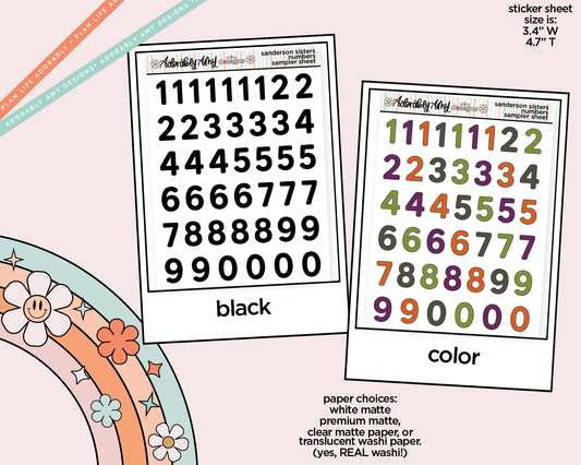Sanderson Sisters Number Stickers Deco Typography Sampler Planner Stickers