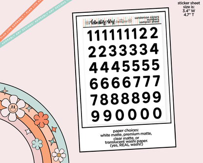 Sanderson Sisters Number Stickers Deco Typography Sampler Planner Stickers