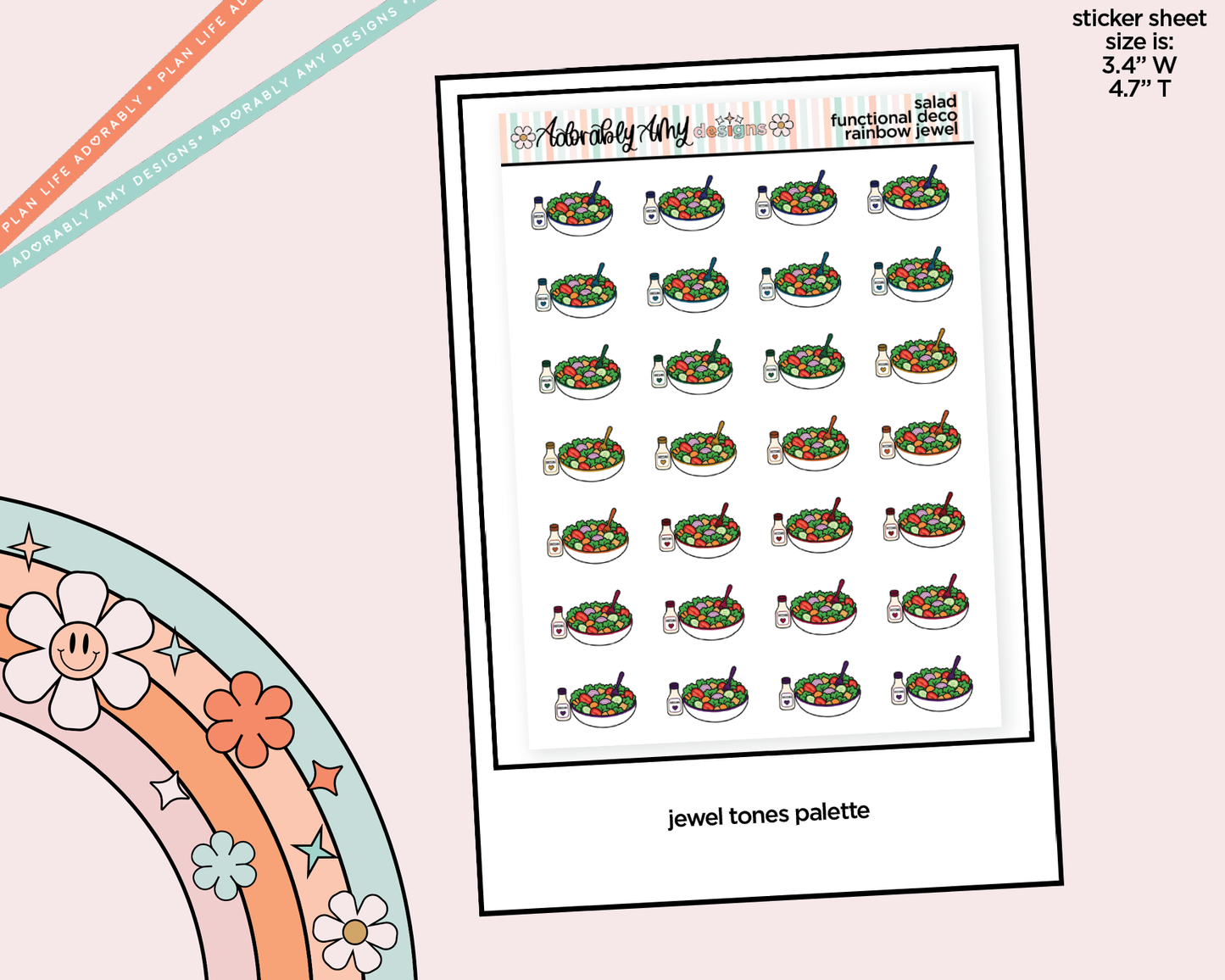 Rainbow Salad Doodled Icon Stickers