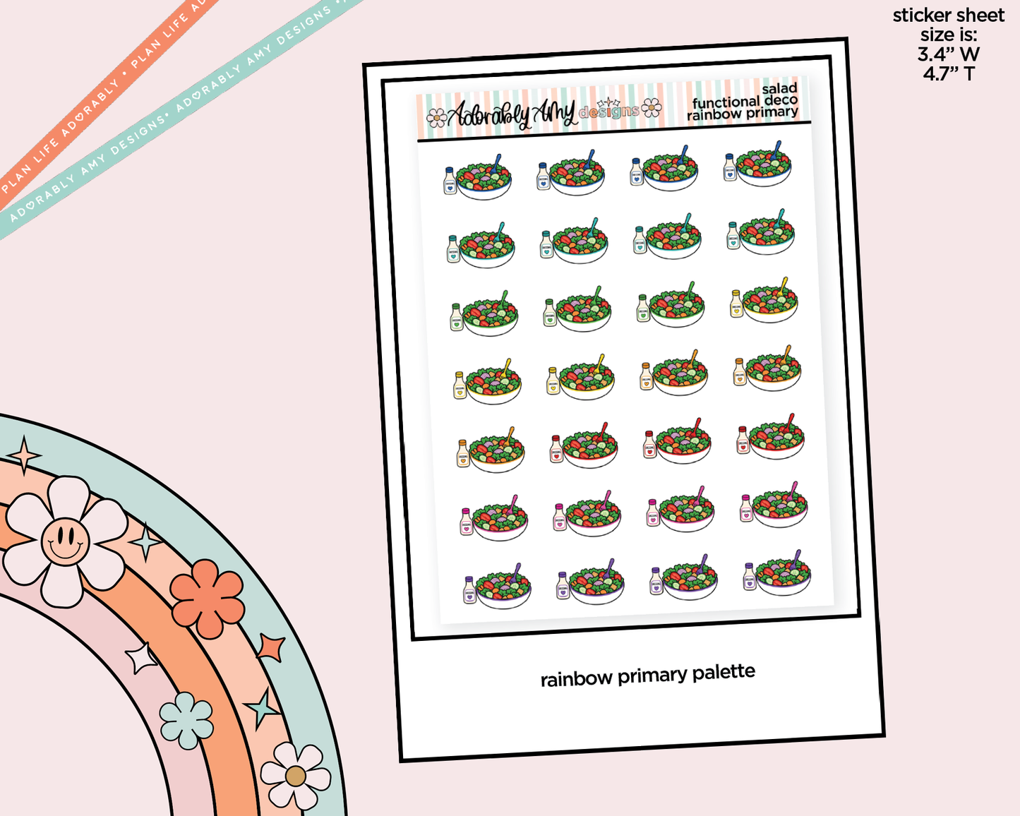 Rainbow Salad Doodled Icon Stickers