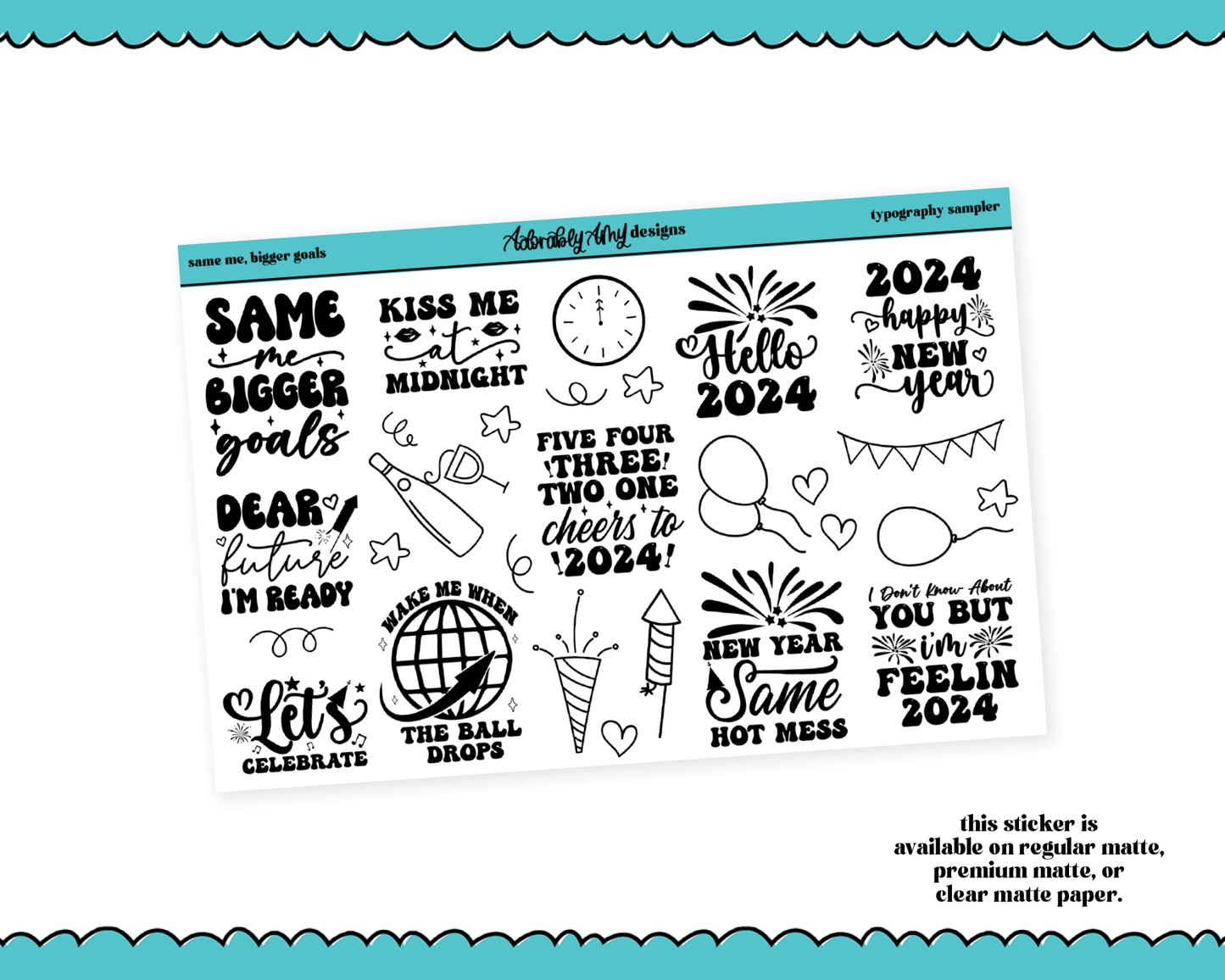 Same Me, Bigger Goals Typography Sampler Planner Stickers for any Planner or Insert