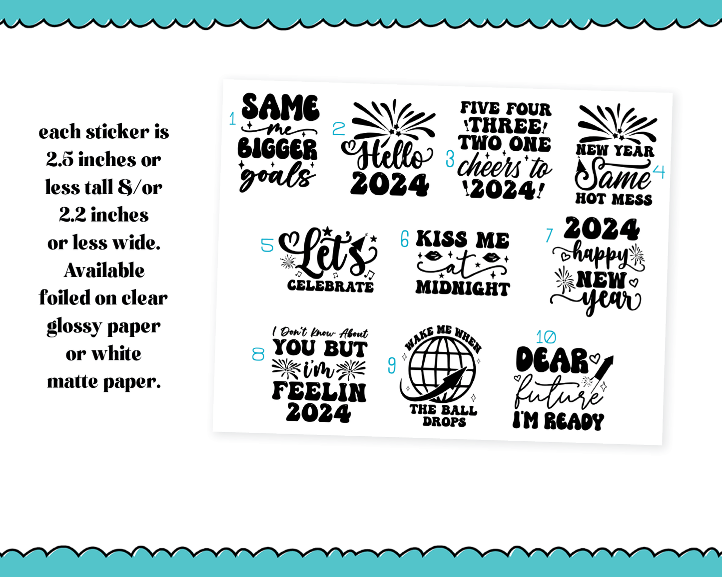 Large Diecut Sticker Flakes - Same Me Bigger Goals New Year Quotes Planner Stickers for any Planner or Insert