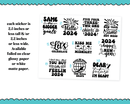 Large Diecut Sticker Flakes - Same Me Bigger Goals New Year Quotes Planner Stickers for any Planner or Insert