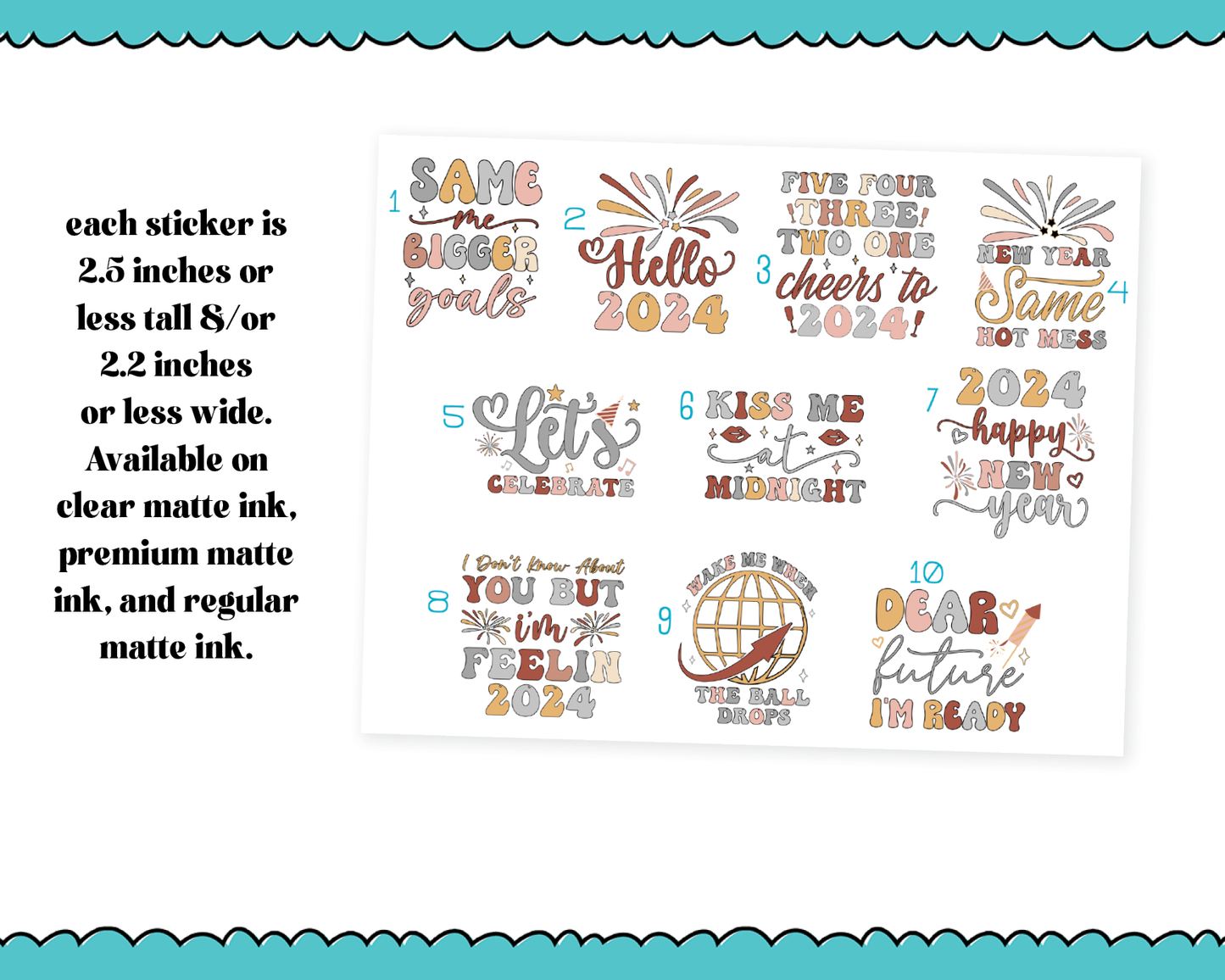 Large Diecut Sticker Flakes - Same Me Bigger Goals New Year Quotes Planner Stickers for any Planner or Insert