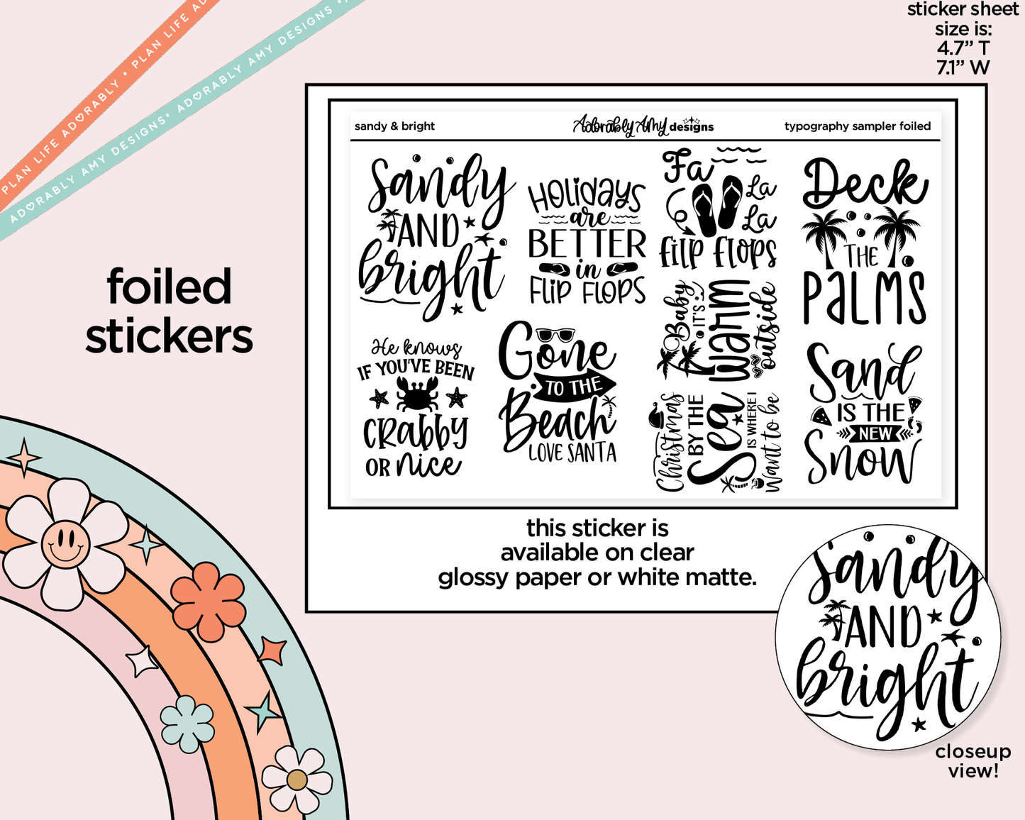 Foiled Sandy and Bright Deco Typography Sampler Planner Stickers